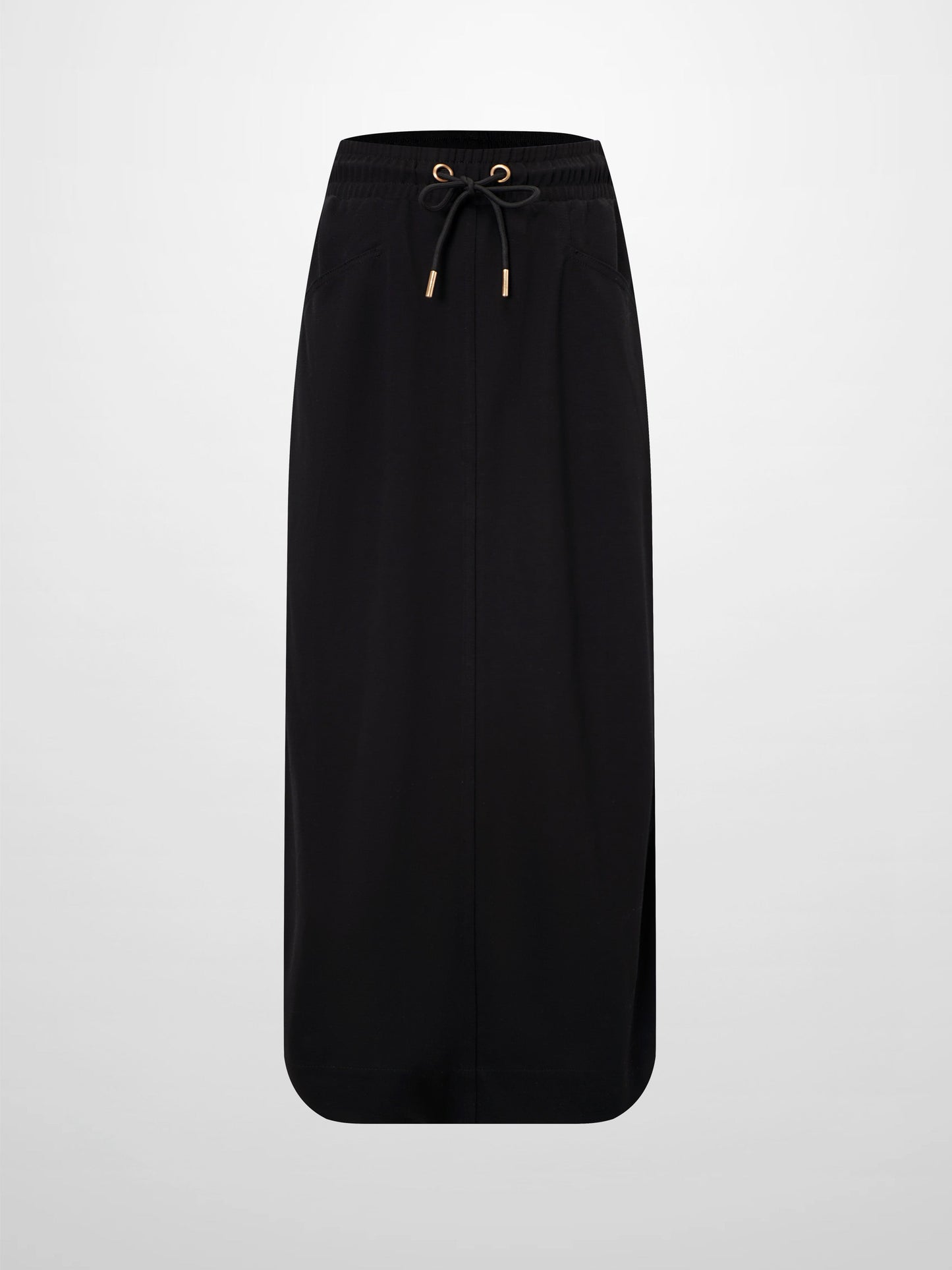 Drawstring Pocket T-Shirt Skirt-Black